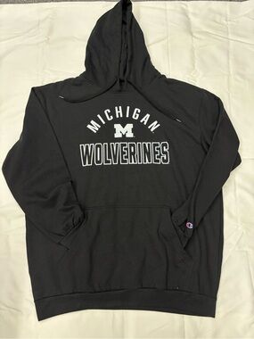 Champion Black Michigan Wolverines Hoodie with White Print